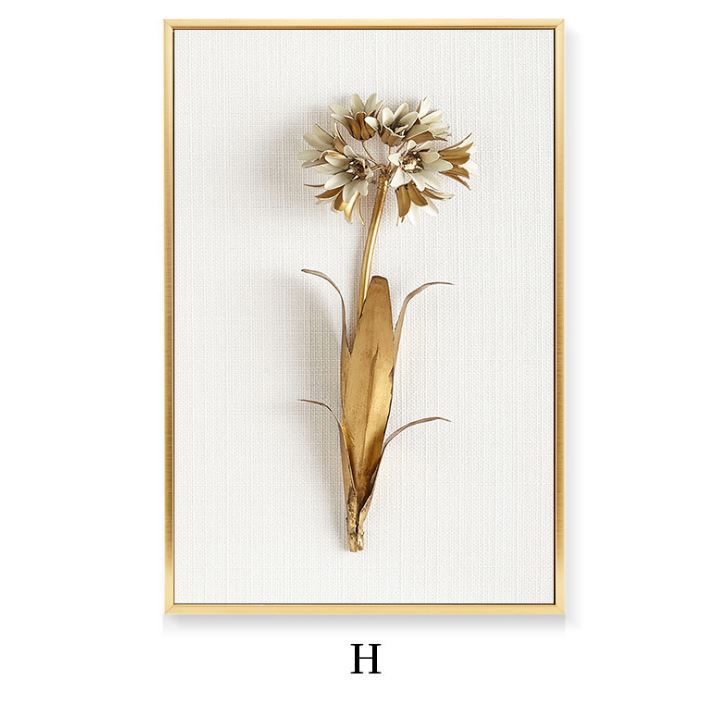 Light Luxury Golden Leaf Painting – Three‑Panel Wall Decor for Living Room Sofa Back