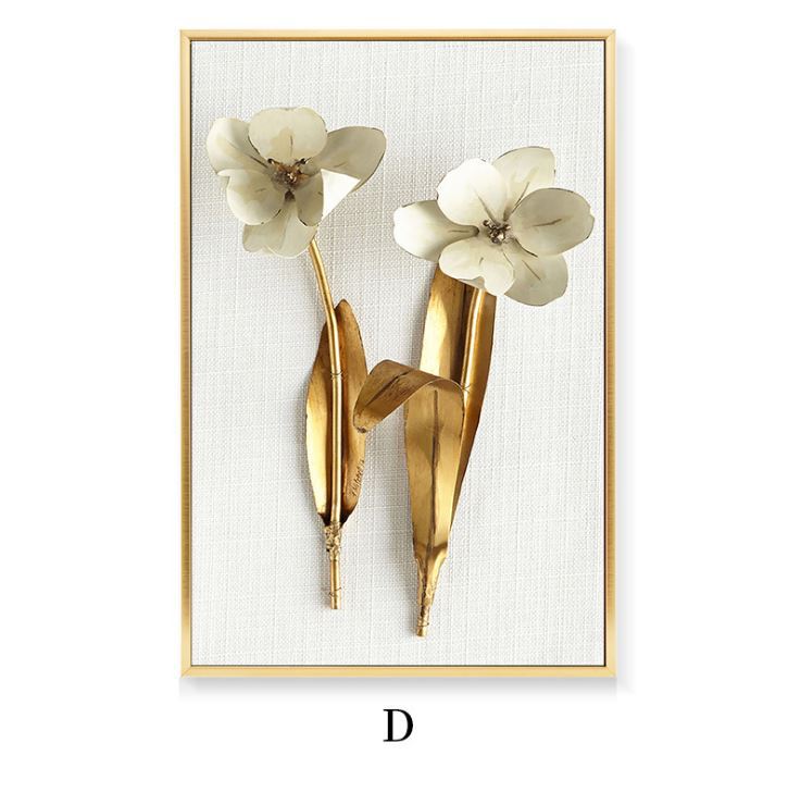 Light Luxury Golden Leaf Painting – Three‑Panel Wall Decor for Living Room Sofa Back