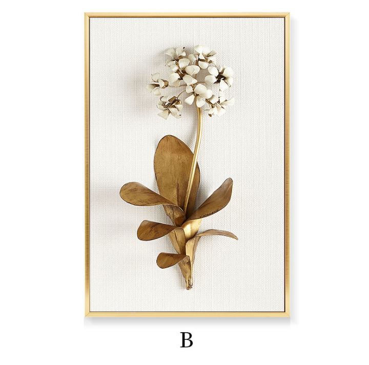 Light Luxury Golden Leaf Painting – Three‑Panel Wall Decor for Living Room Sofa Back