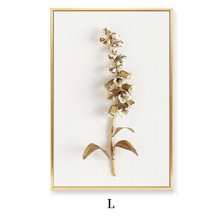 Light Luxury Golden Leaf Painting – Three‑Panel Wall Decor for Living Room Sofa Back