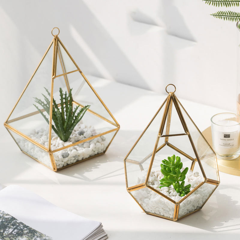 Stylish Metal Frame Glass Flower Vase