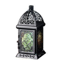 Moroccan‑Style Iron Stained Glass Wind Lamp – Retro Candle Table Decor for Home & Wedding