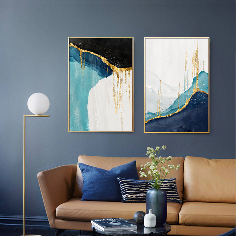 Gilded Abstract Canvas – Light Luxury Modern Wall Art for Living Room