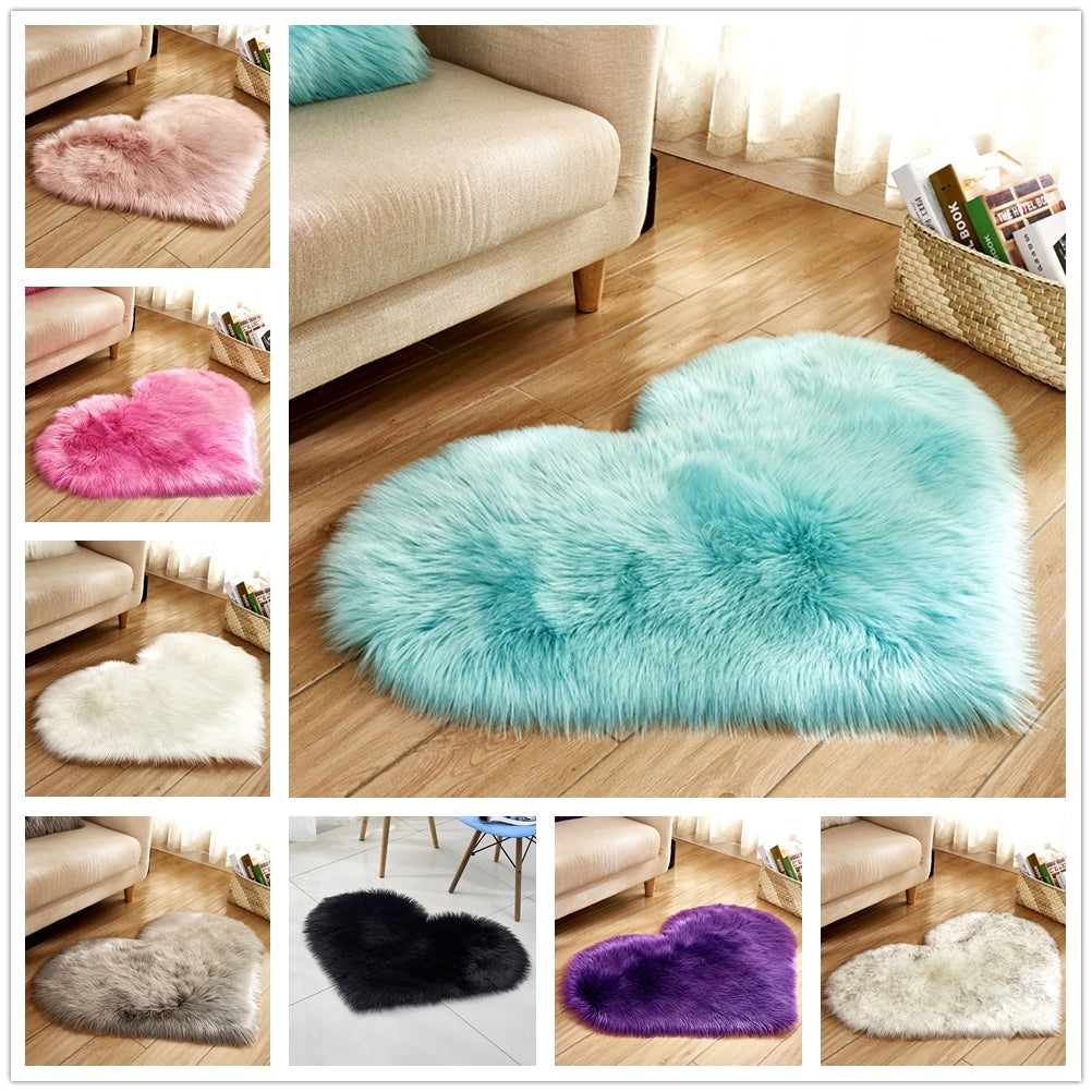 Fluffy Heart Rug – Cozy Floor Mat & Blanket for Home Decor
