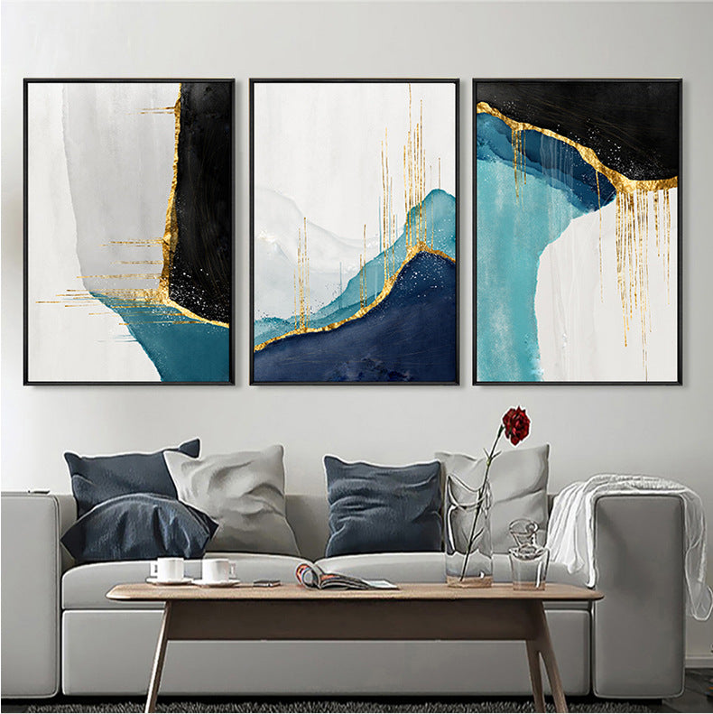 Gilded Abstract Canvas – Light Luxury Modern Wall Art for Living Room