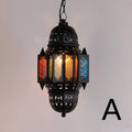 Moroccan Stained Glass Chandelier – Retro Iron Ceiling Lamp for Living Room