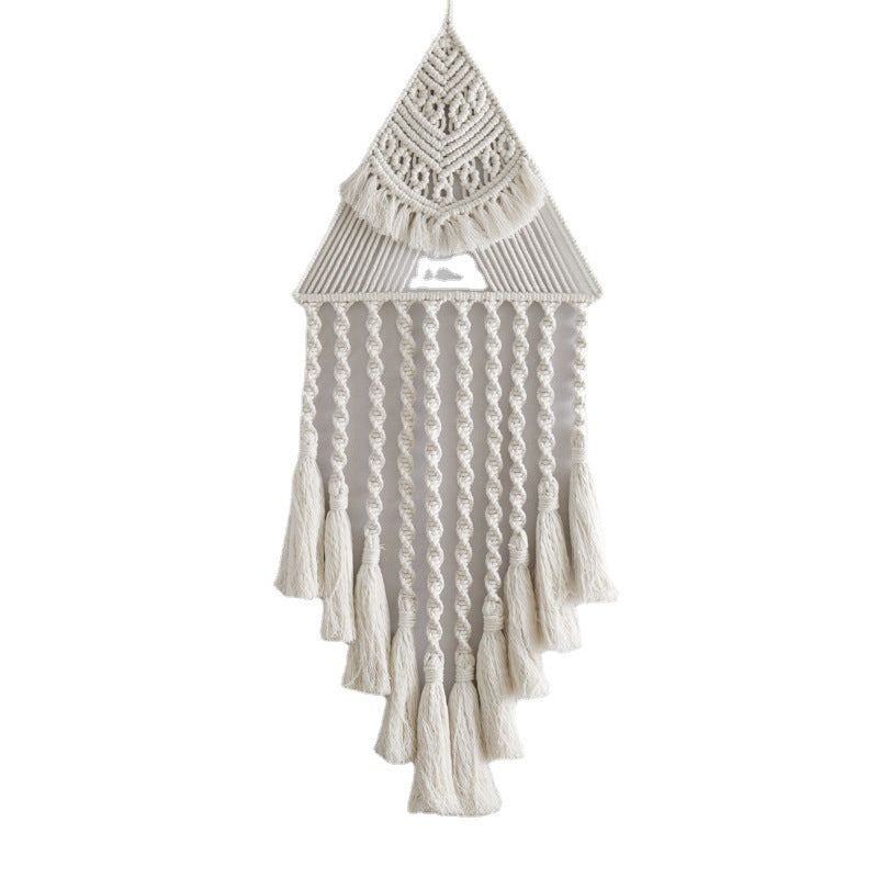 Boho Triangle Dream Catcher – Handwoven Wall Pendant for Living Room