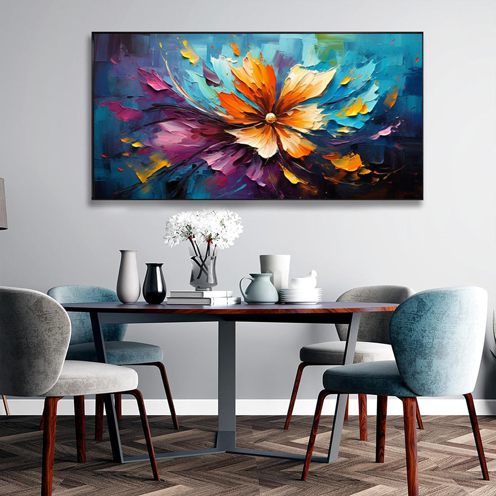 Abstract Floral Canvas – Handmade Oil Painting for Living Room Wall Decor (Unframed)