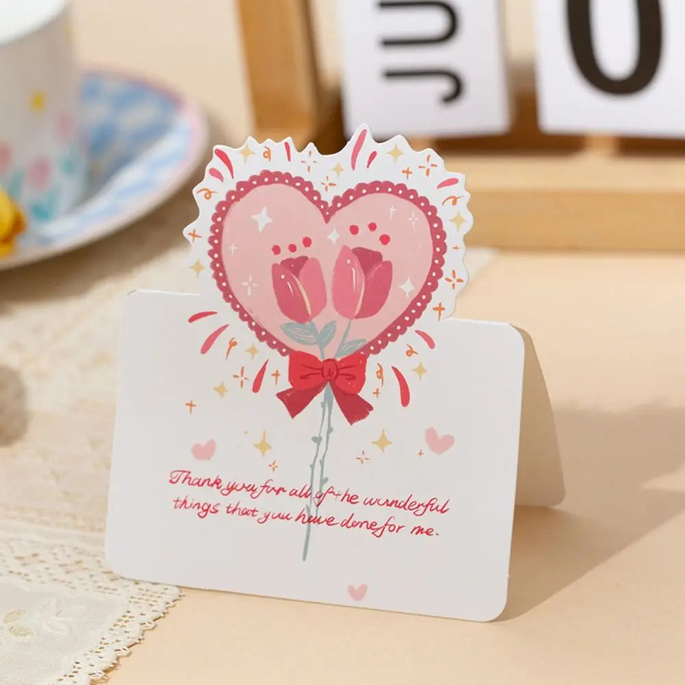 10pcs Exquisite DIY Decoration Greeting Card Handwriting Thank You Message Card Invitation Bouquet Series Teacher's Day