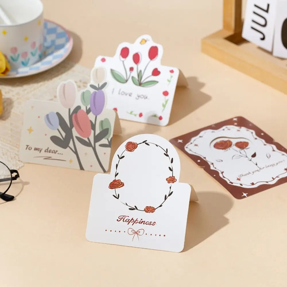 10pcs Exquisite DIY Decoration Greeting Card Handwriting Thank You Message Card Invitation Bouquet Series Teacher's Day