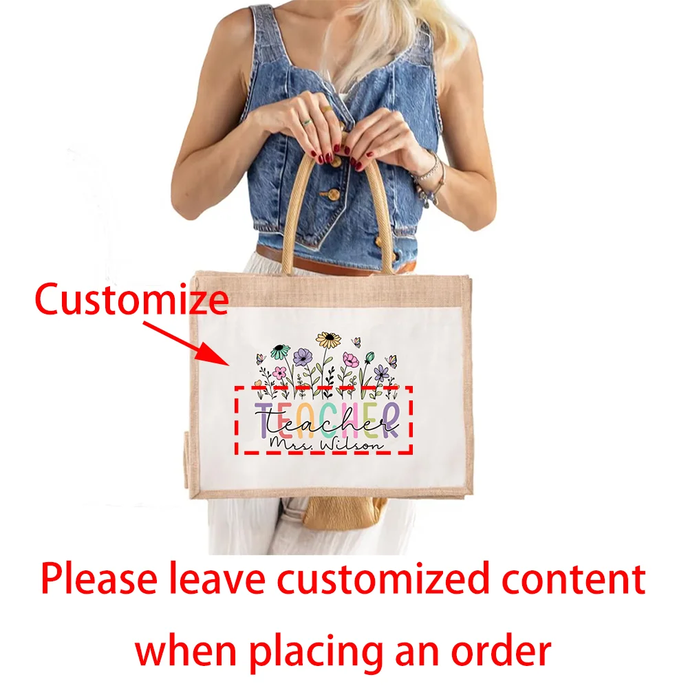 Personalized Name Tote Bag Teacher Appreciation Gift Custom Teacher Name Tote Bags Teacher Birthday Back To School Teachers' Day
