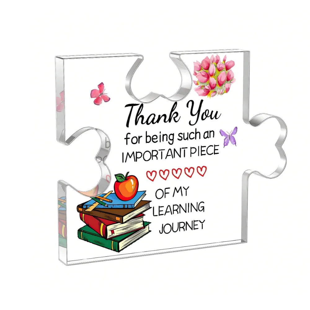 1pc Acrylic Teacher Appreciation Puzzle Gift Design Thank You Gift, Great For Birthday And Retirement Office Desk Decoration