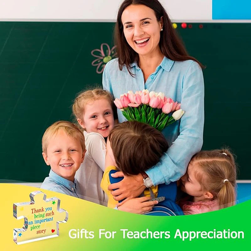 Gratitude gift for male and female teachers, acrylic puzzle with gratitude engraved on it, touching gift for teachers,