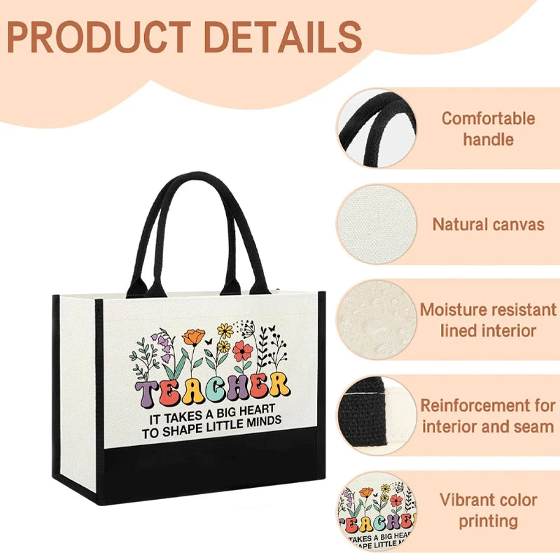 1pcs Teacher Appreciation Gift for Women Teachers ' Day Tote Bag End of Year & Back To School Decoration Supplies Thank You Gift
