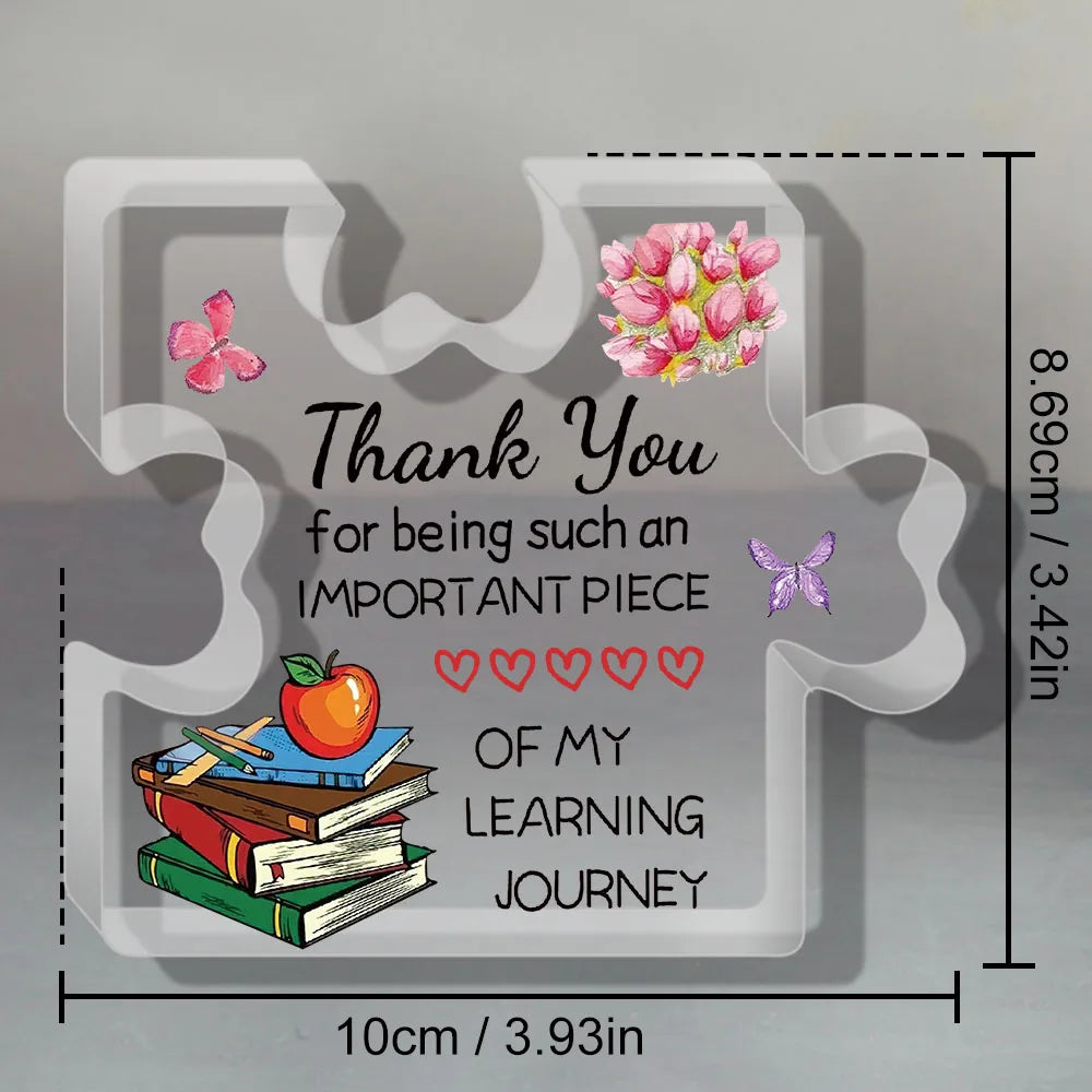 1pc Acrylic Teacher Appreciation Puzzle Gift Design Thank You Gift, Great For Birthday And Retirement Office Desk Decoration
