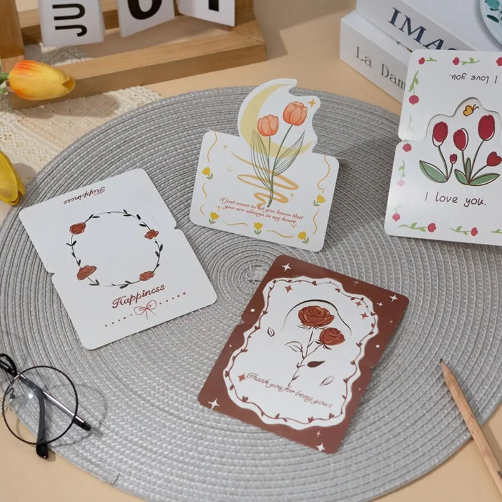 10pcs Exquisite DIY Decoration Greeting Card Handwriting Thank You Message Card Invitation Bouquet Series Teacher's Day