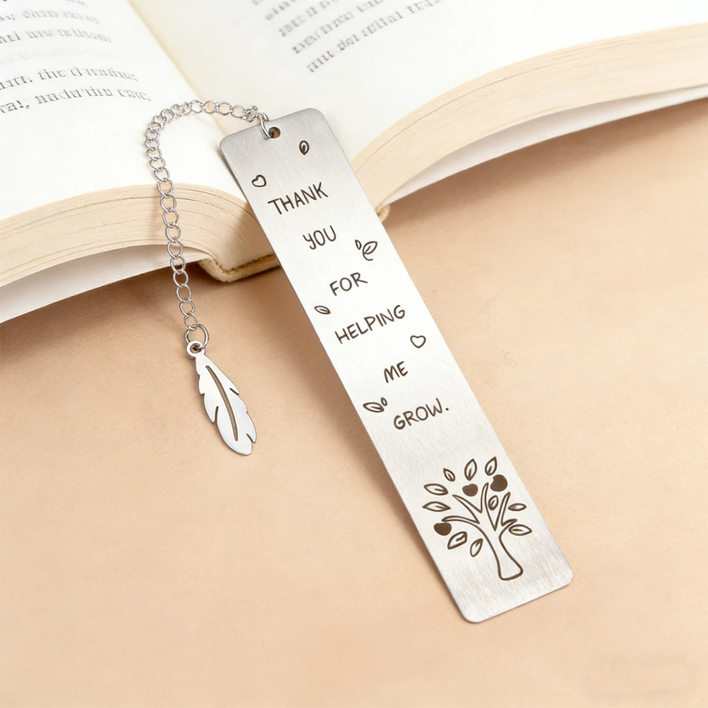 1pc Teacher Gifts Bookmark, Thank You for Helping Me Grow Metal Bookmark Stainless Steel Teacher Appreciation Gifts Back to Scho