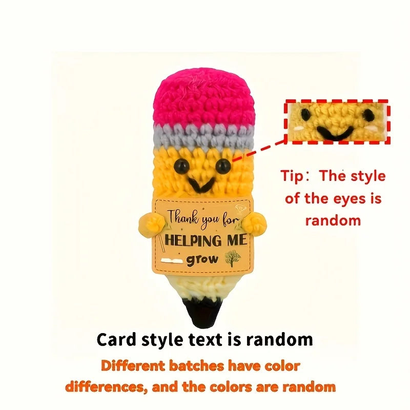 1pc Vibrant Yellow Crochet Pencil Amigurumi with "BEST TEACHER EVER" Gift Tag - Ideal for Teacher Appreciation & DIY Craft Decor