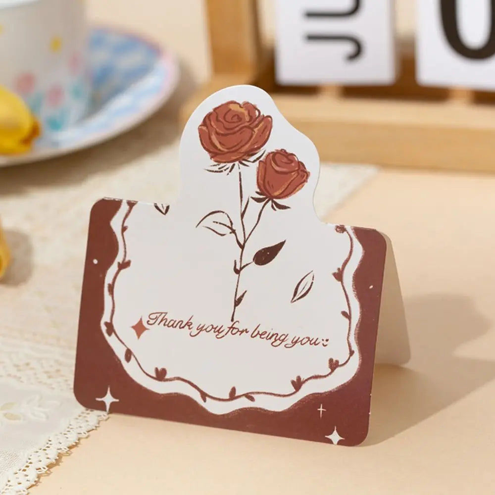 10pcs Exquisite DIY Decoration Greeting Card Handwriting Thank You Message Card Invitation Bouquet Series Teacher's Day