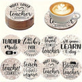 8pcs 2D Wooden Teacher Gratitude Coaster with Motivational Phrases Heat-resistant Beverage Mat For Coffee Tea Drink Teacher Gift
