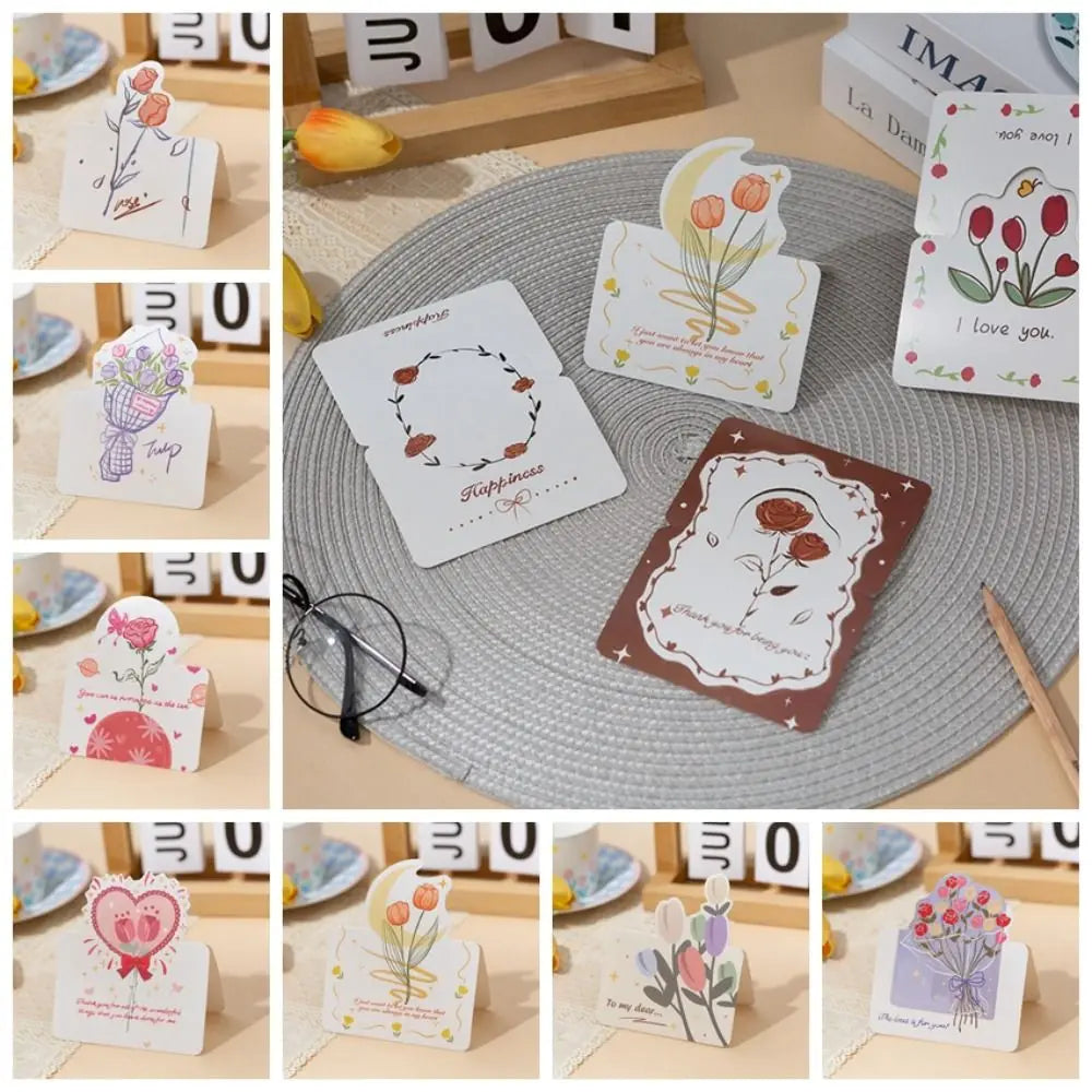 10pcs Exquisite DIY Decoration Greeting Card Handwriting Thank You Message Card Invitation Bouquet Series Teacher's Day