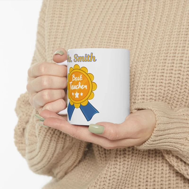 1pcs Personalized name Best Teacher Ceramic Mug custom perfect teacher appreciation gift Back To School decorate table Supplies