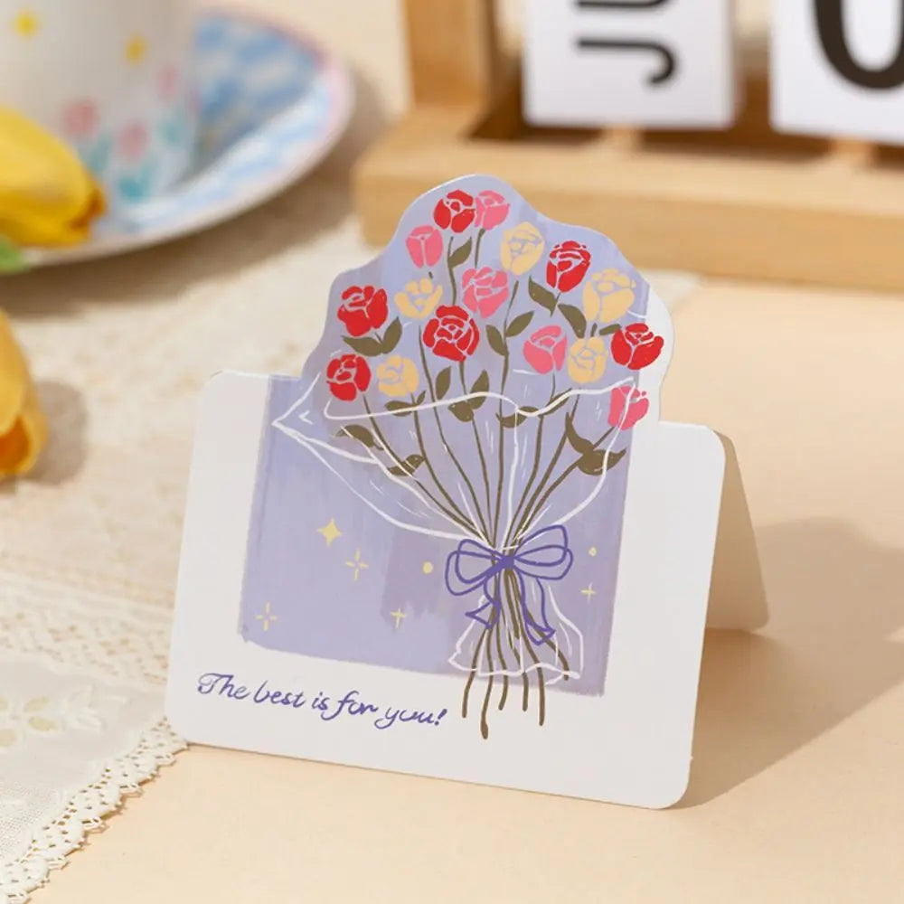 10pcs Exquisite DIY Decoration Greeting Card Handwriting Thank You Message Card Invitation Bouquet Series Teacher's Day