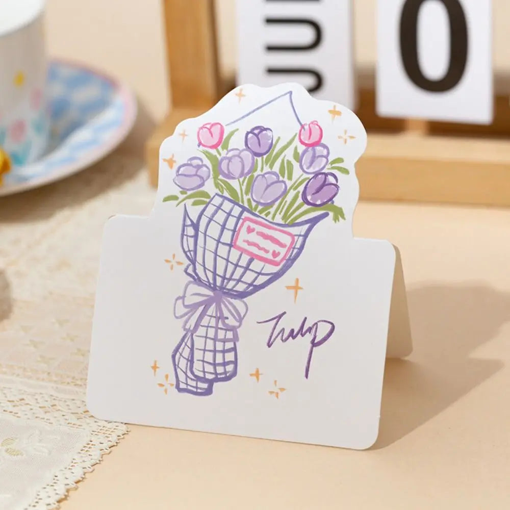10pcs Exquisite DIY Decoration Greeting Card Handwriting Thank You Message Card Invitation Bouquet Series Teacher's Day