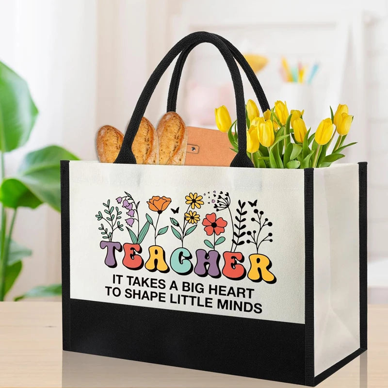 1pcs Teacher Appreciation Gift for Women Teachers ' Day Tote Bag End of Year & Back To School Decoration Supplies Thank You Gift