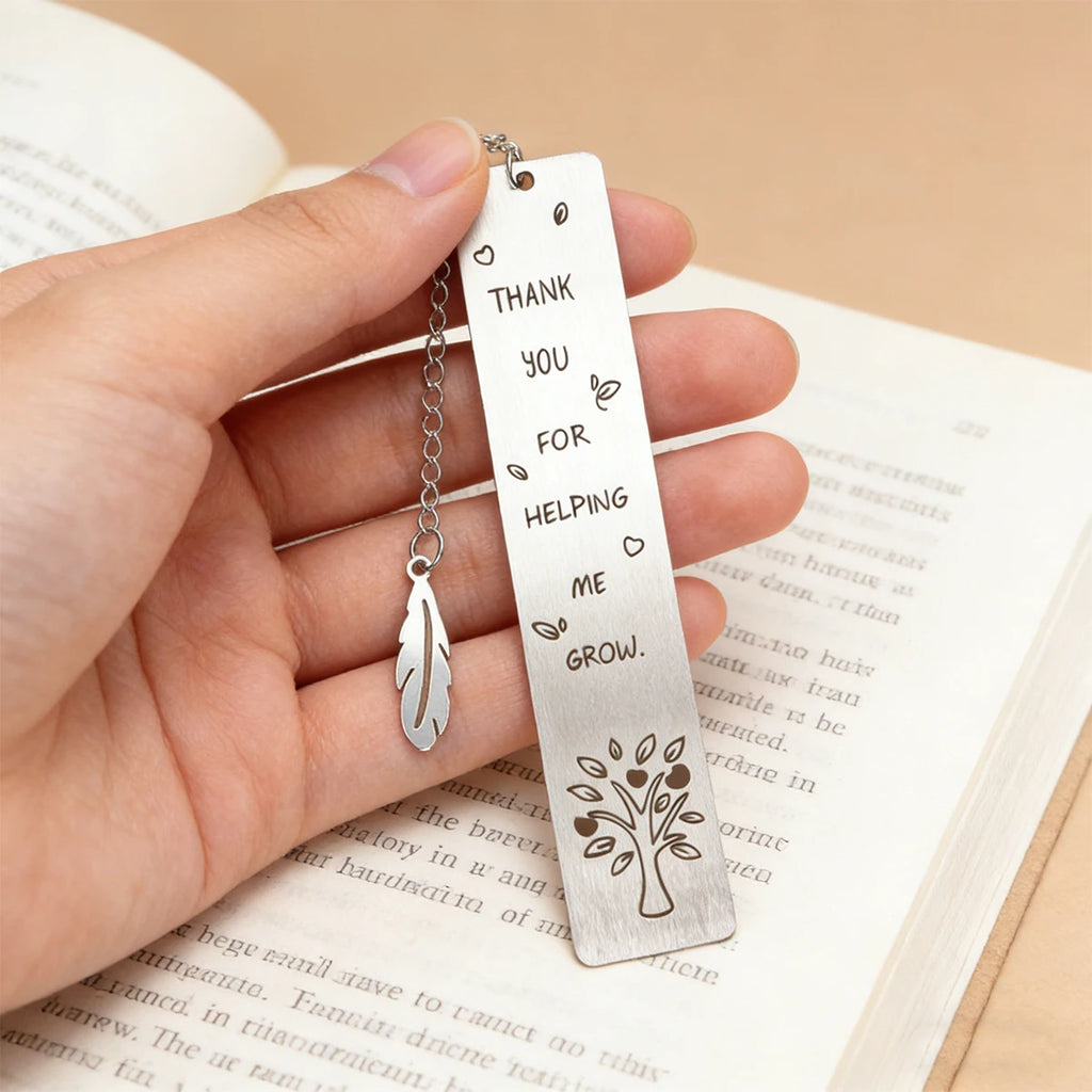 1pc Teacher Gifts Bookmark, Thank You for Helping Me Grow Metal Bookmark Stainless Steel Teacher Appreciation Gifts Back to Scho