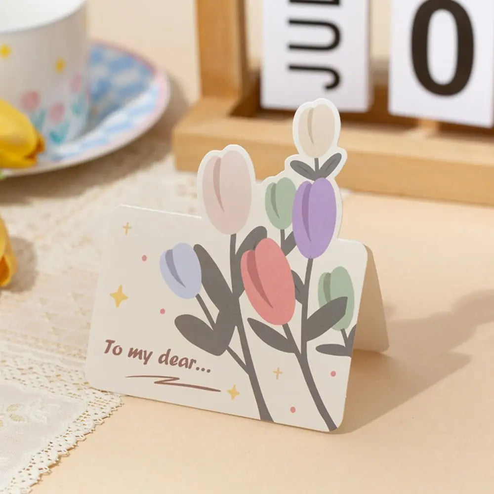 10pcs Exquisite DIY Decoration Greeting Card Handwriting Thank You Message Card Invitation Bouquet Series Teacher's Day