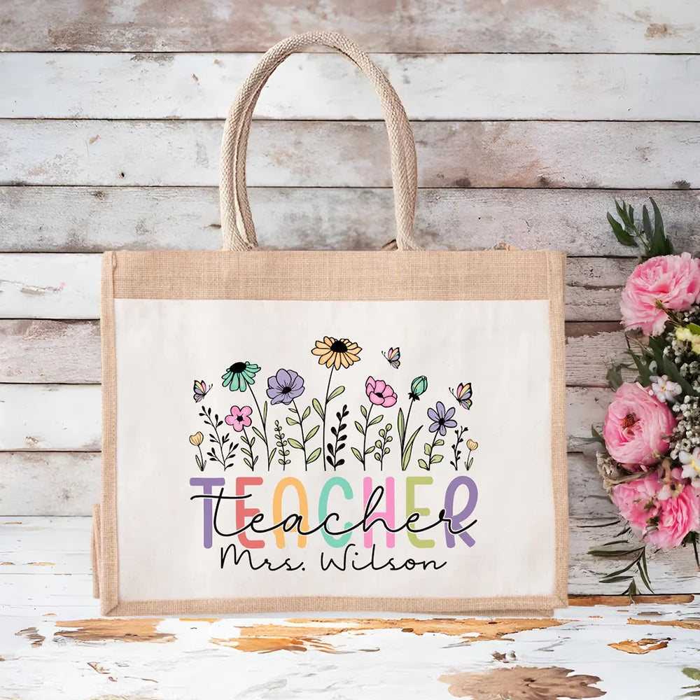 Personalized Name Tote Bag Teacher Appreciation Gift Custom Teacher Name Tote Bags Teacher Birthday Back To School Teachers' Day