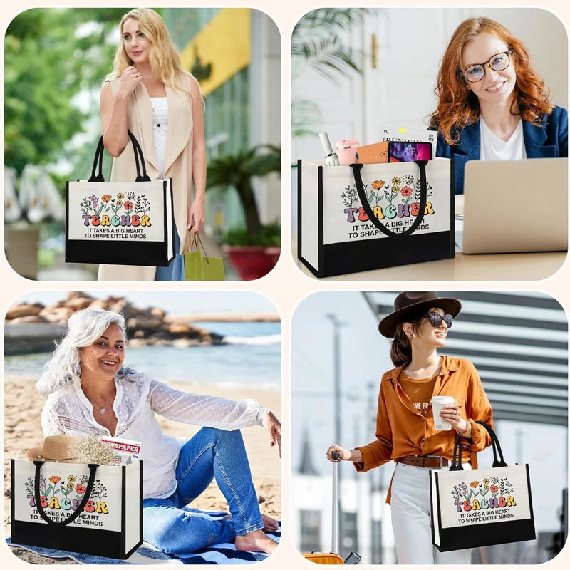 1pcs Teacher Appreciation Gift for Women Teachers ' Day Tote Bag End of Year & Back To School Decoration Supplies Thank You Gift