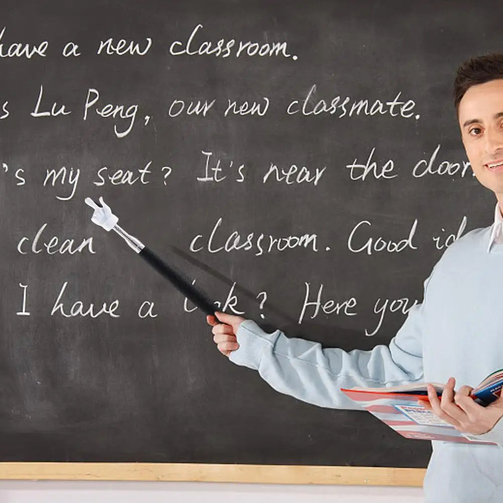 Retractable Teacher Pointer Finger Design StainlessSteel Telescopic School Teaching Pointer Stick Teacher Supplies for Classroom