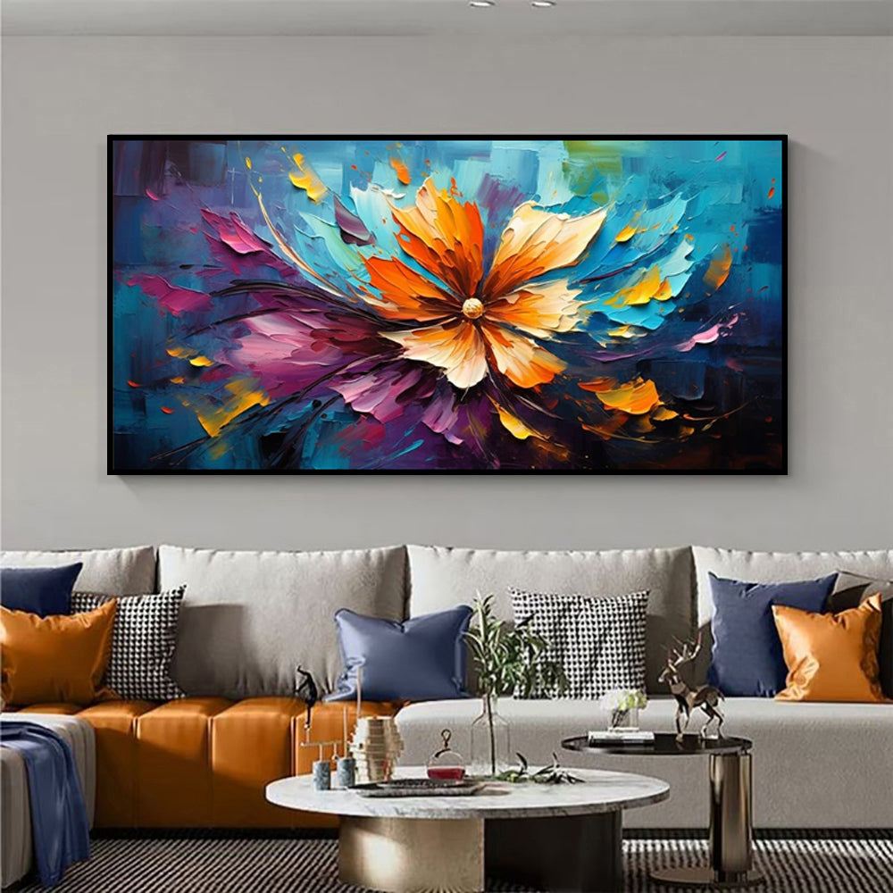 Abstract Floral Canvas – Handmade Oil Painting for Living Room Wall Decor (Unframed)