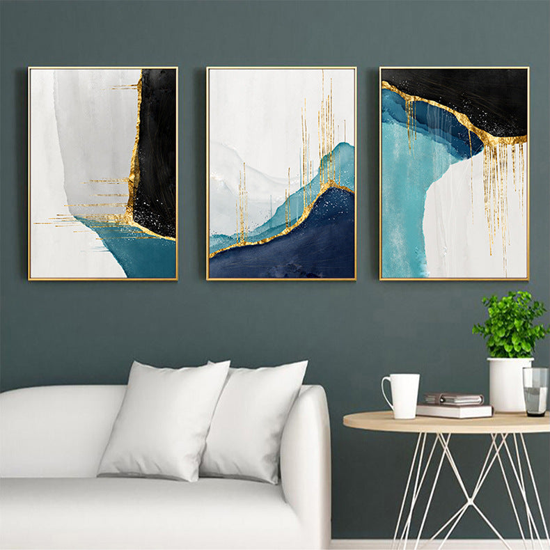 Gilded Abstract Canvas – Light Luxury Modern Wall Art for Living Room
